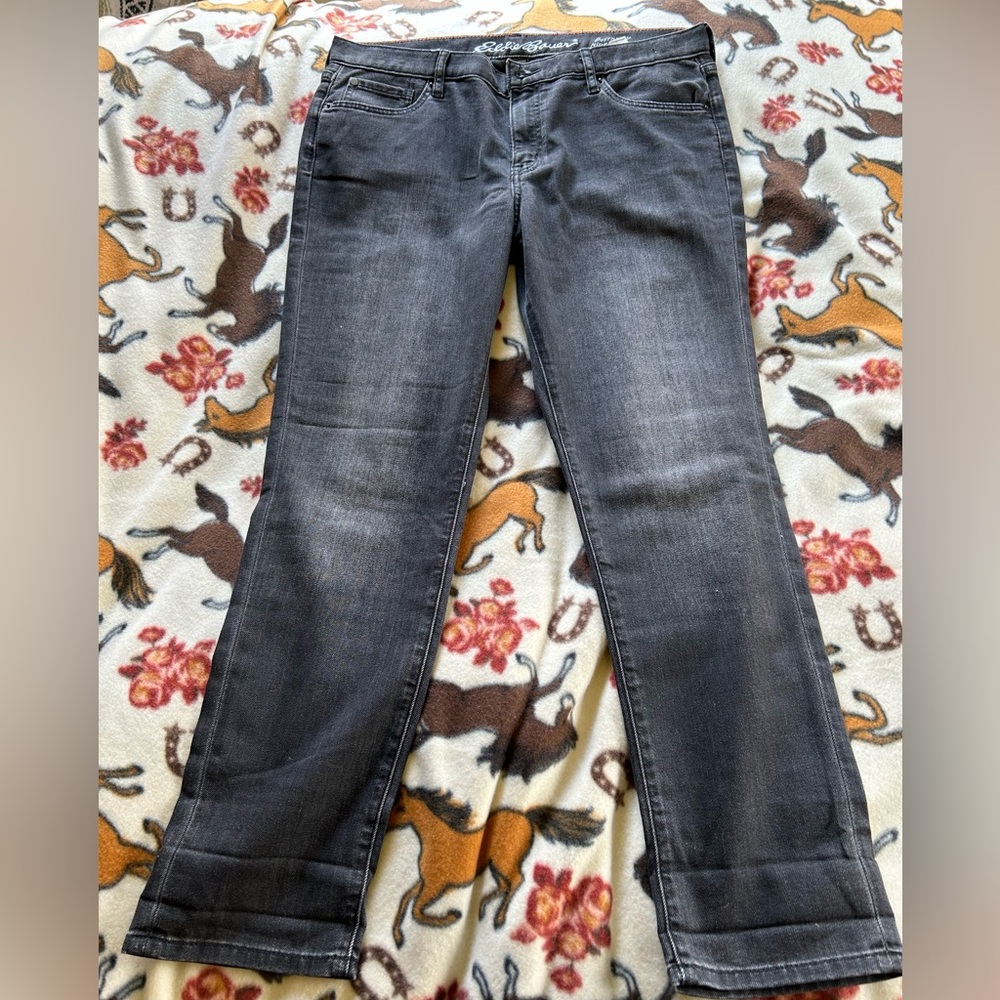 Eddie Bauer black jeans sz 10p boyfriend mid ride